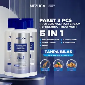 [Dapat 3 PCS] MEZUCA Profesional Hair Cream Refreshing Treatment Tanpa Bilas 5in1 Sun Protection Conditioner Vitamin Serum Masker Rambut  Efek Salon