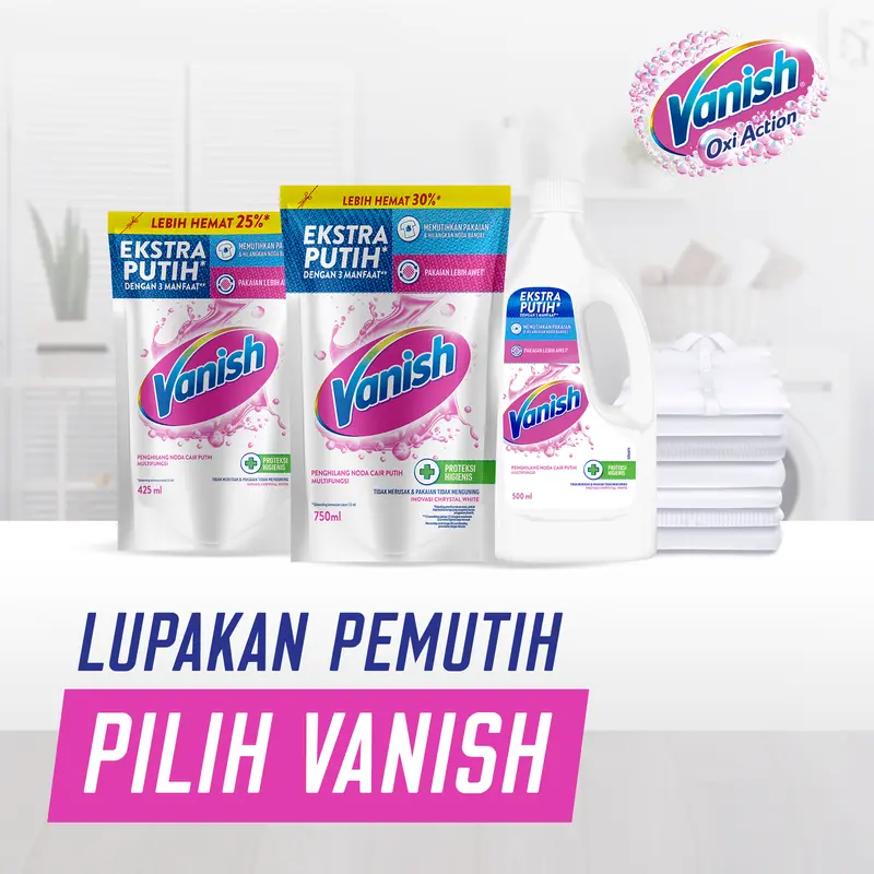 Vanish White Cair Pouch 425ml - Penghilang Noda Baju Membandel - Vanish White Penghilang Noda Pakaian Putih [AMPUH HILANGKAN NODA] 5