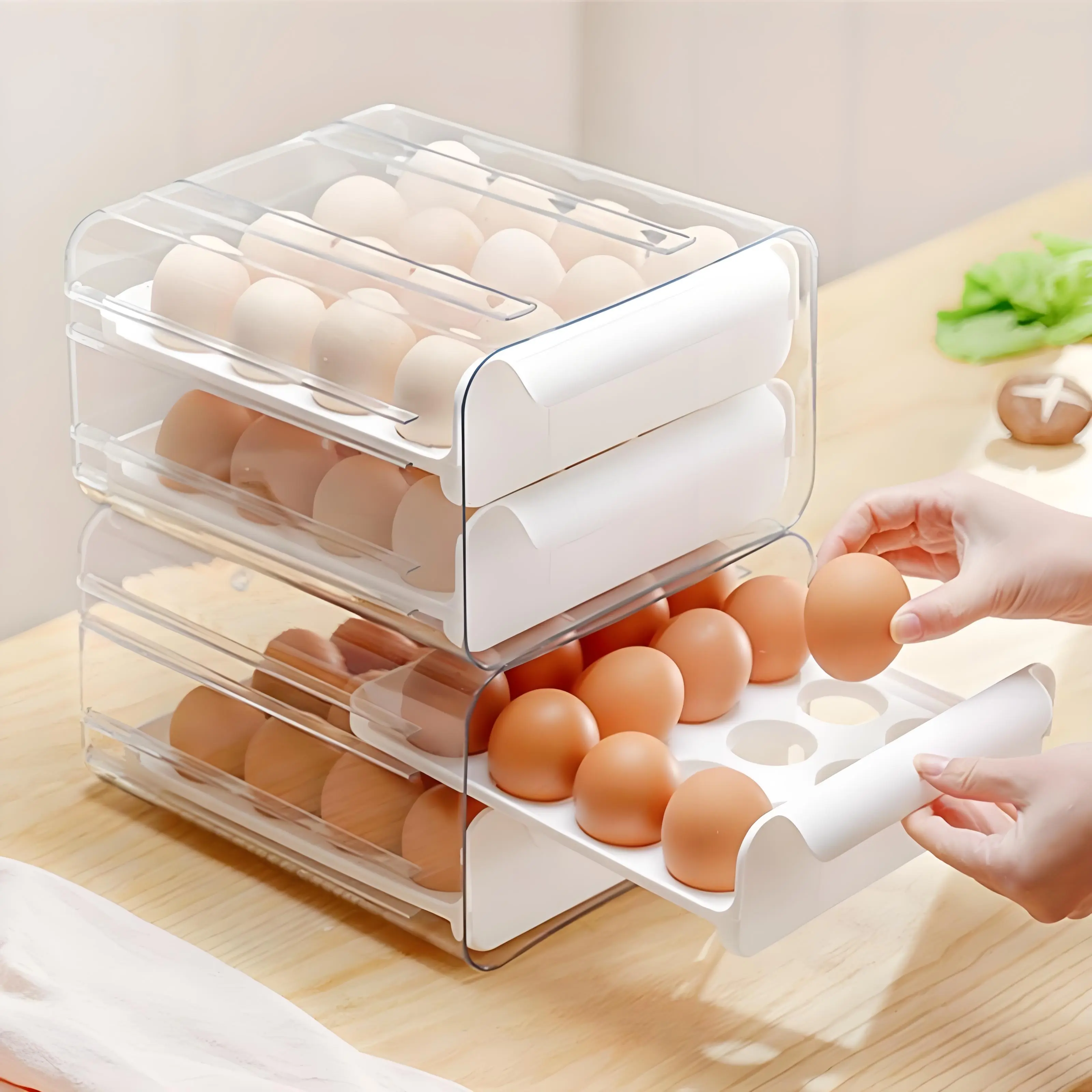 Kotak Telur 2 Tingkat (32PCS)Egg Storage Box Organizer / Tempat Telur / Box Penyimpanan Telor Rak Serbaguna
