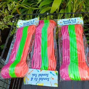 12pcs Sendok es teh plastik panjang Kitchenware