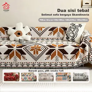 Selimut sofa bergaya Skandinavia dengan desain dua sisi, cocok untuk sofa 1, 2, 3, atau 4 tempat duduk. Tersedia dalam 11 pilihan warna dan 4 ukuran: 90x180, 130x180, 180x230, dan 180x340 cm | Lembut dan tebal, mudah dibersihkan – Dekorasi rumah