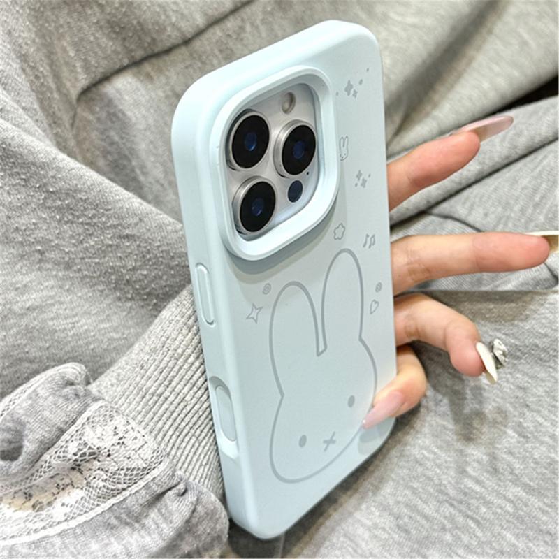 Ốp lưng silicone dạng dây thỏ cho iPhone 16 Pro Max/17/15/14/13/11, họa tiết hoạt hình, chống rơi, chất liệu silicone lỏng, mềm mại, cao cấp