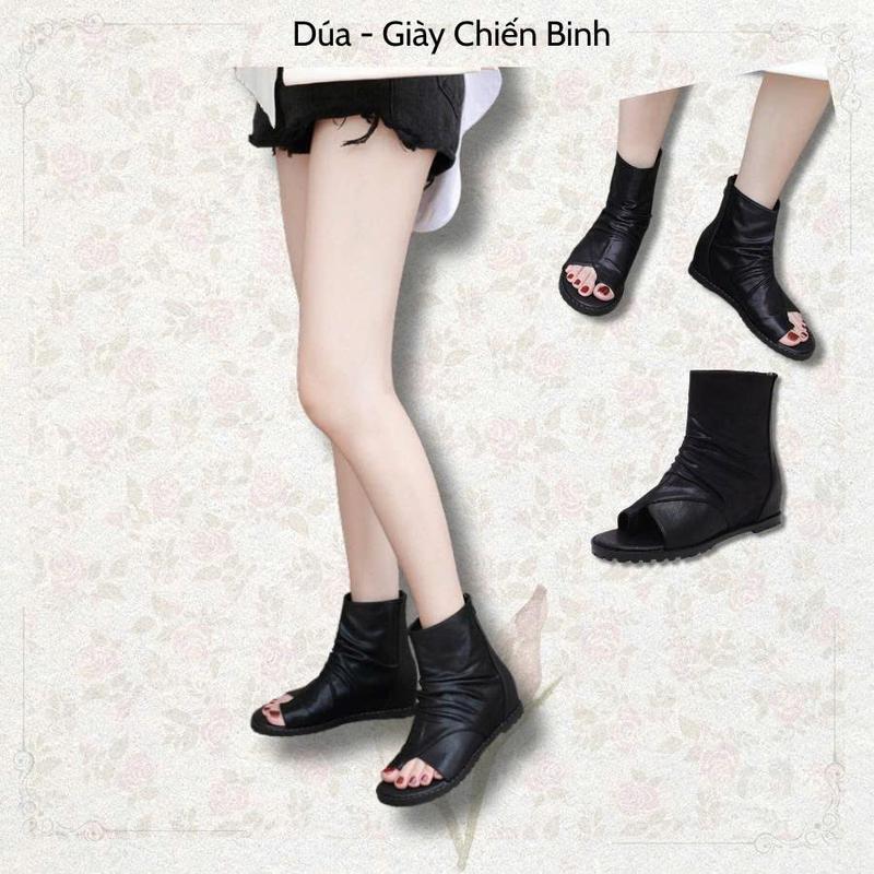 KAILI, Giày Boot Xỏ Ngón Kaili Đế Độn 3.5 Phân B02, Boot Nữ, Bốt Xỏ Ngón, Boot Da Shoes Cổ Cao