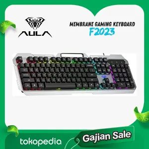 Keyboard Gaming Membrane AULA F-2023 Rubber Dump - NEW R LED - Macro Software - Metal panel