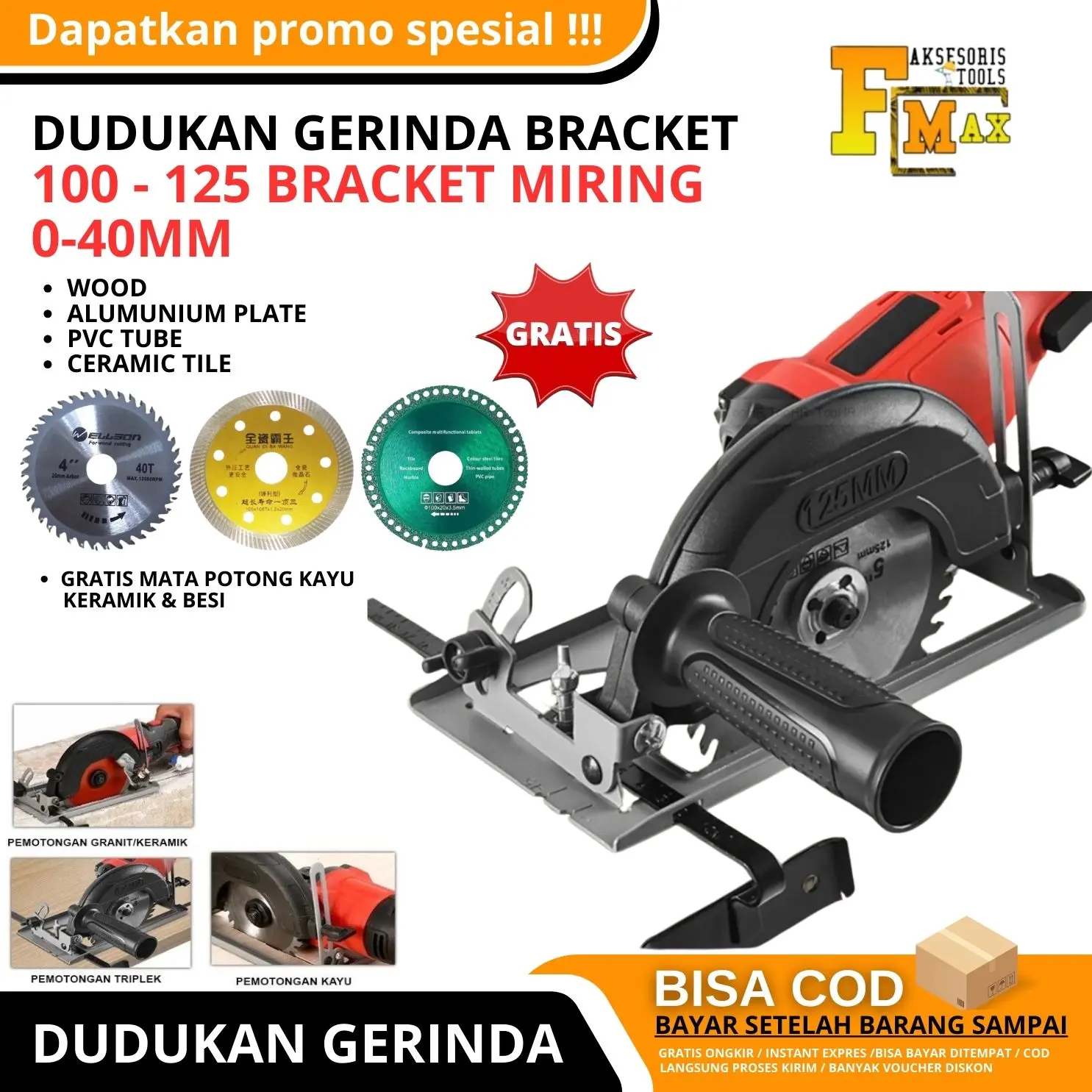 Dudukan Gerinda Stand Holder Gerinda Circular Saw Mesin Pemotong Mesin penggiling Sudut 100/115/125 Bracket Miring 45 Derajat