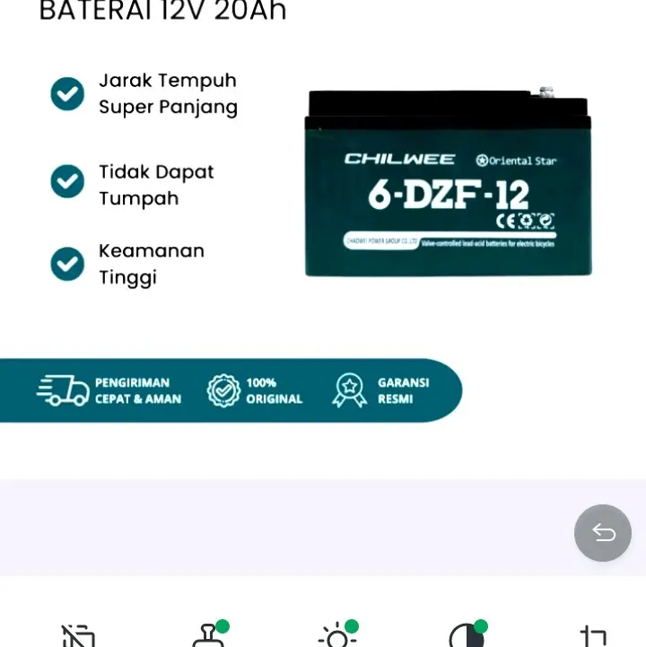 BATERAI AKI SEPEDA LISTRIK 12V 12AH (6-DZF-12) UWINFLY, PACIFIC, EXOTIC, SELIS, GODA, DLL ORIGINAL CHILLWEE (UNIVERSAL) 3