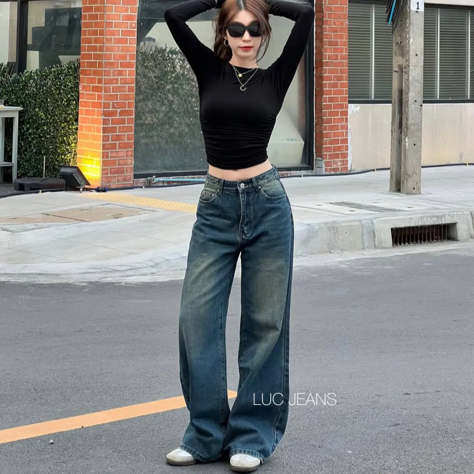 LUCJEANS-Celana Baggy Jeans Panjang Highwaist Y2K Vintage