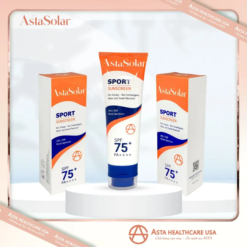 AstaSolar Kem chống nắng Sport SPF 75+ và PA++++ - Chăm sóc da toàn diện, chống thấm nước & mồ hôi, không gây nhờn rít 6