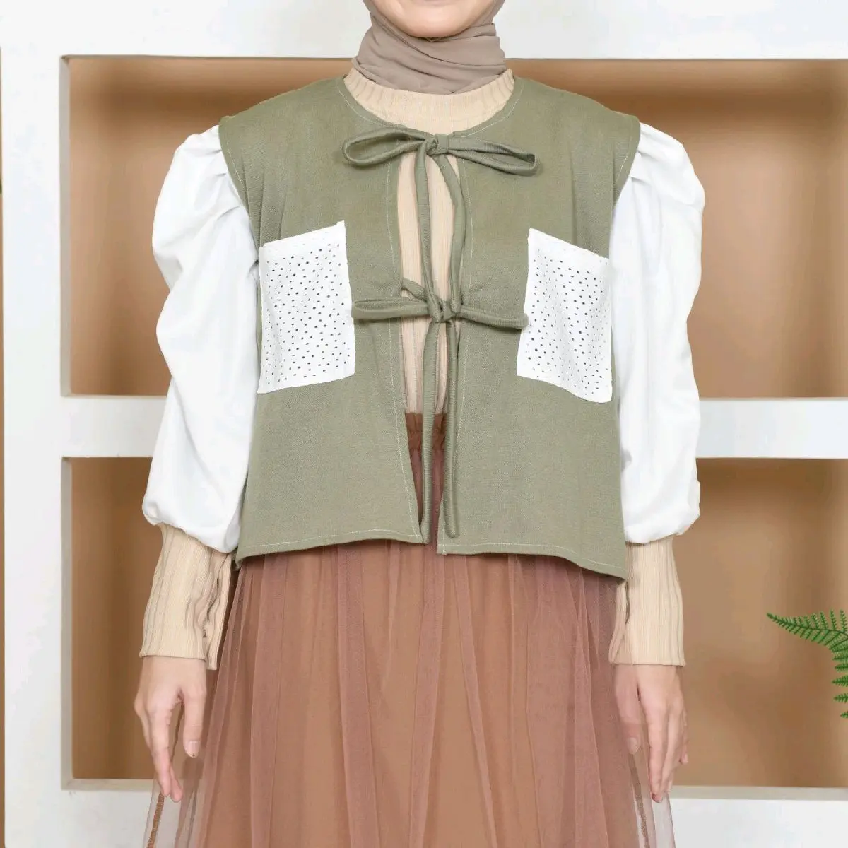 outer tali // rompi wanita // outer kekinian // korean style // matcha