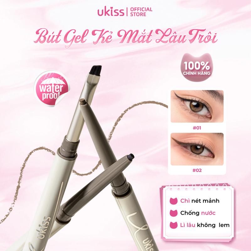 Bút Chì Gel Kẻ Mắt 2 Đầu Chống Nước Chống Trôi Kèm Cọ Vát Dễ Sử Dụng Cho Ngườ