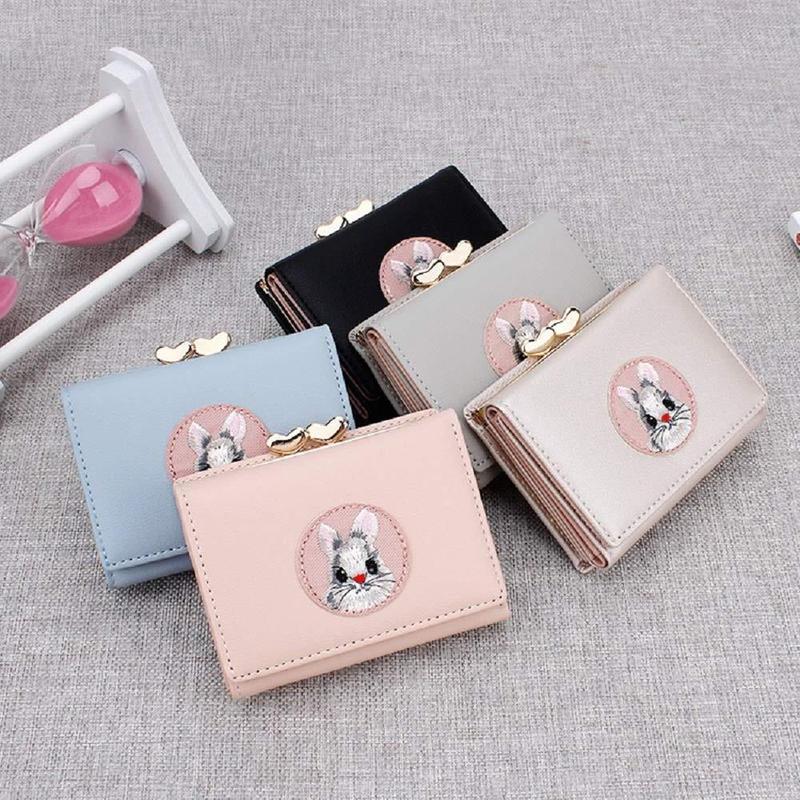 JIUFENG Dompet Pendek Wanita Dompet Serbaguna Hewan Bordir Billfold Pemegang Kartu Kredit 6