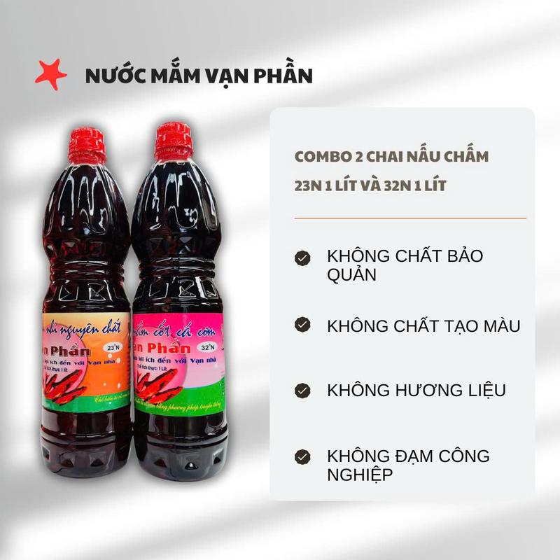  Combo nước mắm nấu chấm thượng hạng nội địa  chai mắm 23 độ 1L và 32 độ 1L  nuoc mam 