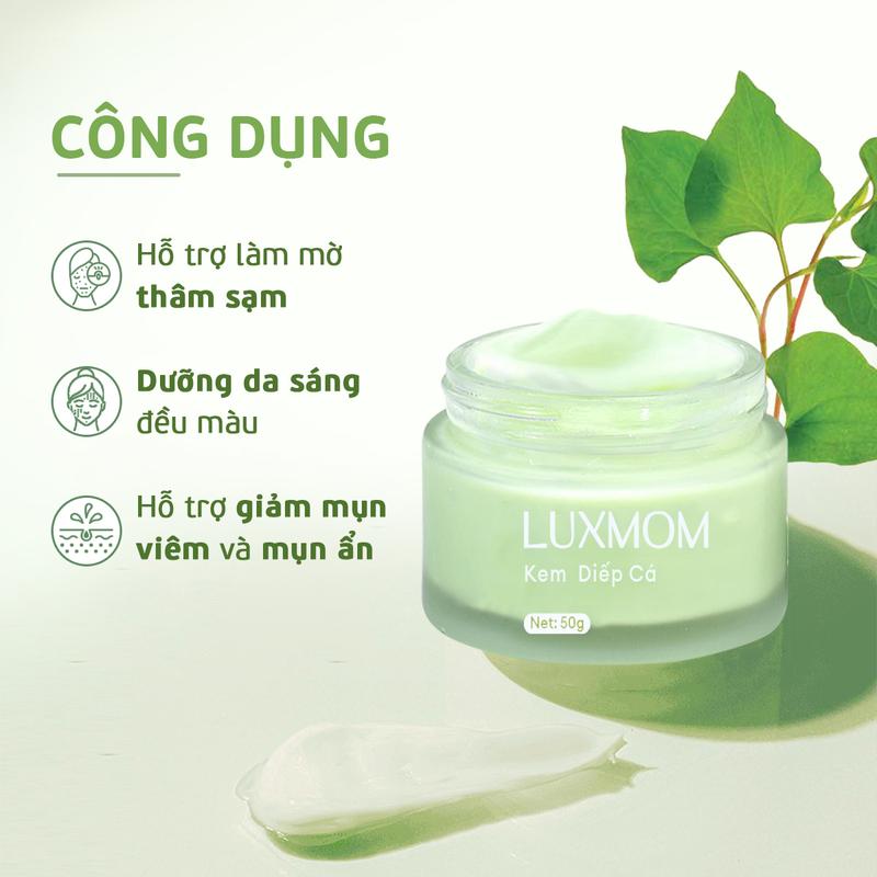  Luxmom Kem Diếp Cá 50gr Hỗ Trợ Dưỡng Trắng Da Giảm Mụn Mờ Thâm Sạm Trẻ Hóa Da Cho Mẹ Bầu & Sau 