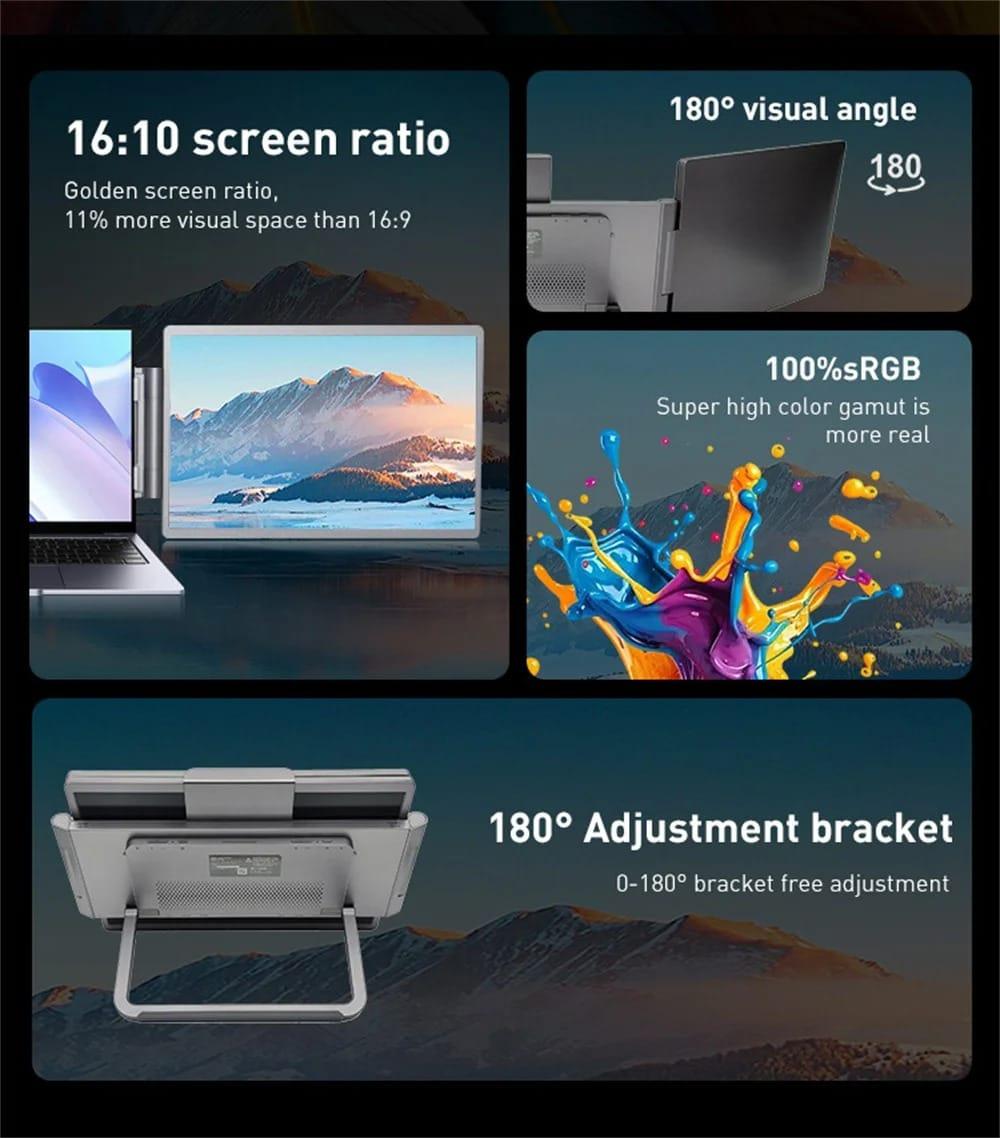 Portable Monitor Triple Screen Extender 14 Inch IPS FHD