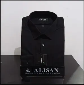 Alisan Kemeja Lengan Panjang .HITAM.- hitam   Slim Fit dan Premium Polos - Hitam _HITAM. DAN NYAMAN .KANTORAN. SIZE.  M, L, XL , XXL, .XXXL Katun Pria