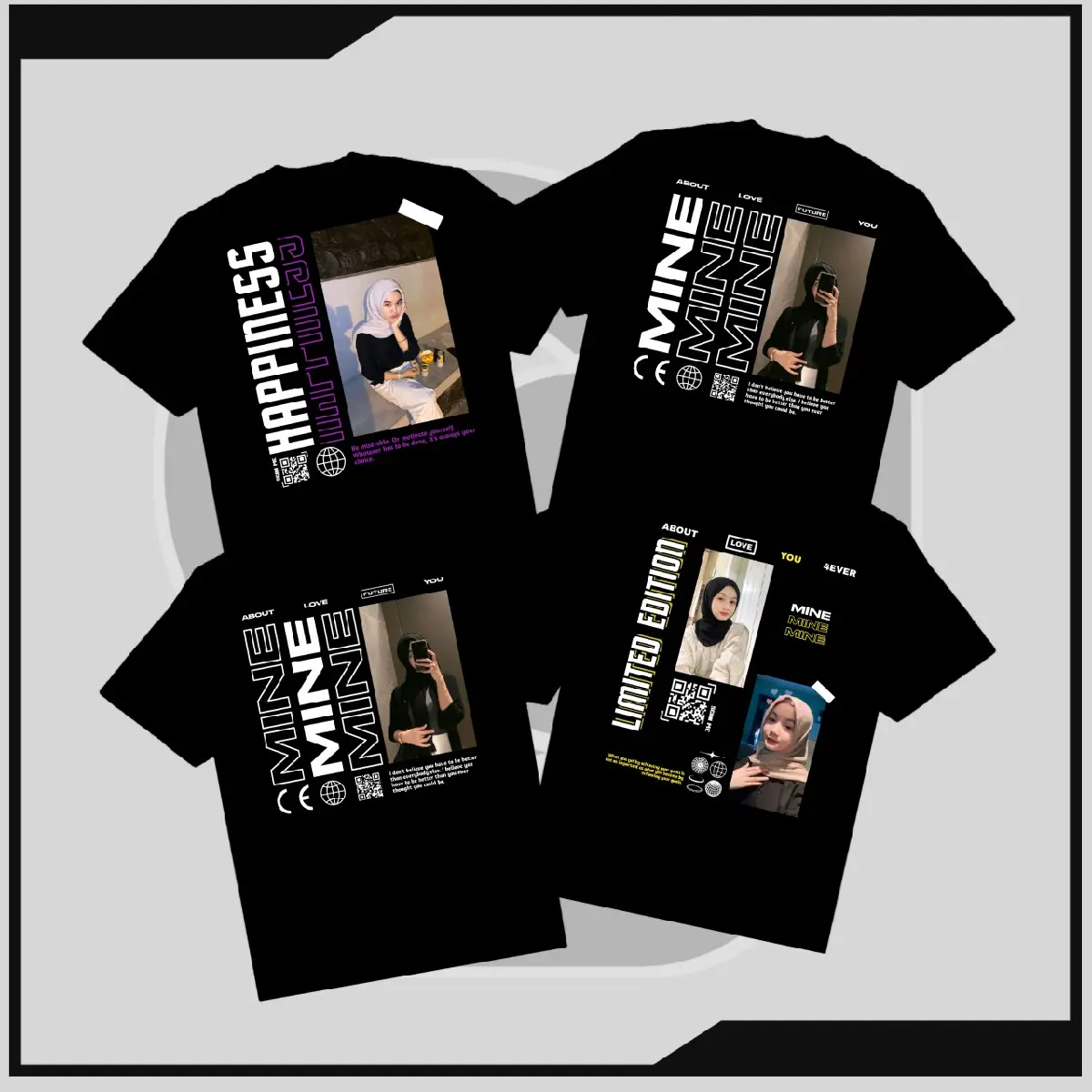 4 KAOS AESTHETIC (BISA REQUEST GANTI FOTO + TULISAN) CUSTOM KAOS / SABLON FOTO