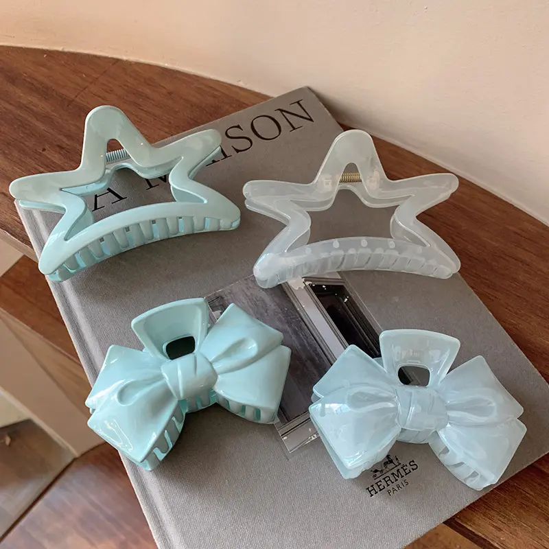 Bow Grab Clip High-End Headdress Hair Grab Classy star Hair Clip Female Back Head Hair Shark Clip
