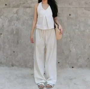 Quen Tessa Linen Pants Trouser Celana Panjang Wanita Loose Cullote Cotton Linen Premium dengan Saku Aktif dan Karet Pinggang Nyaman untuk Tampilan Stylish dan Elegan
