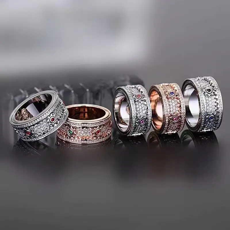 Gear Ring Rotatable Net Red Starry Sky Men and Women Couple Rotating Mechanical Ring Decompression