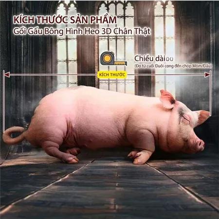 Gấu Bông Heo 3D Siêu Thực - Gối Ôm Hình Heo 3D Cao Cấp, Chất Liệu Mềm Mịn, Quà…