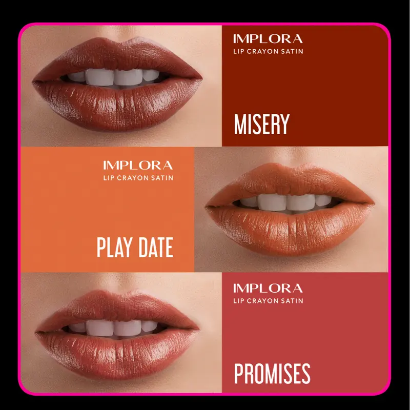 Implora Lip Crayon Satin 3,5 gr | Lipstik Ringan | Gloss Satin Finish 2