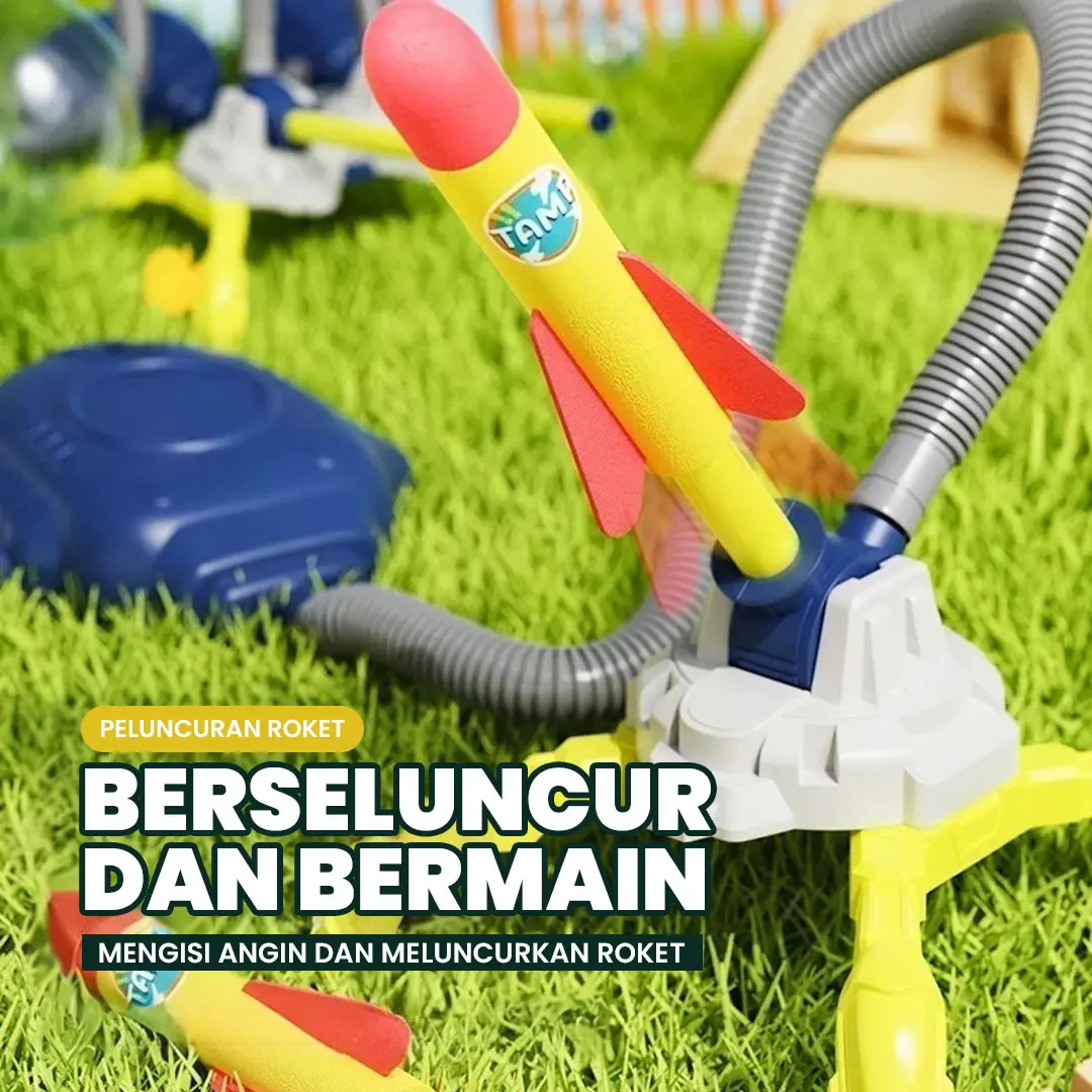 MINISTAR Mainan Anak Untuk Luar Ruangan Edukasi Motorik Gaya Gravitasi Terbang Jauh Glowing Rocket
