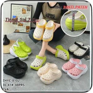 New Clog MSH 8102 Sendal Baim Bangkok Wanita Polosan Tinggi 7 Cm Soft Color Sandal
