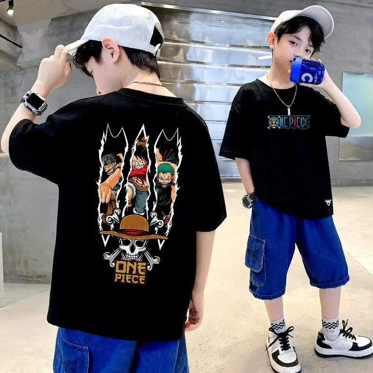(BISA COD) KAOS ANAK KAOS DISTRO ANAK LENGAN PENDEK UNISEX LAKI PEREMPUAN MOTIF ONE PIECE USIA 2-12TAHUN