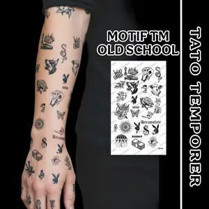 Raintato - Sticker Tattoo Temporary Semi Permanent Tahan Lama Ukuran 18x11cm Motif Old School TM 01-20 / Tato Semi Permanen / Tato Anti Air / Tato Temporer