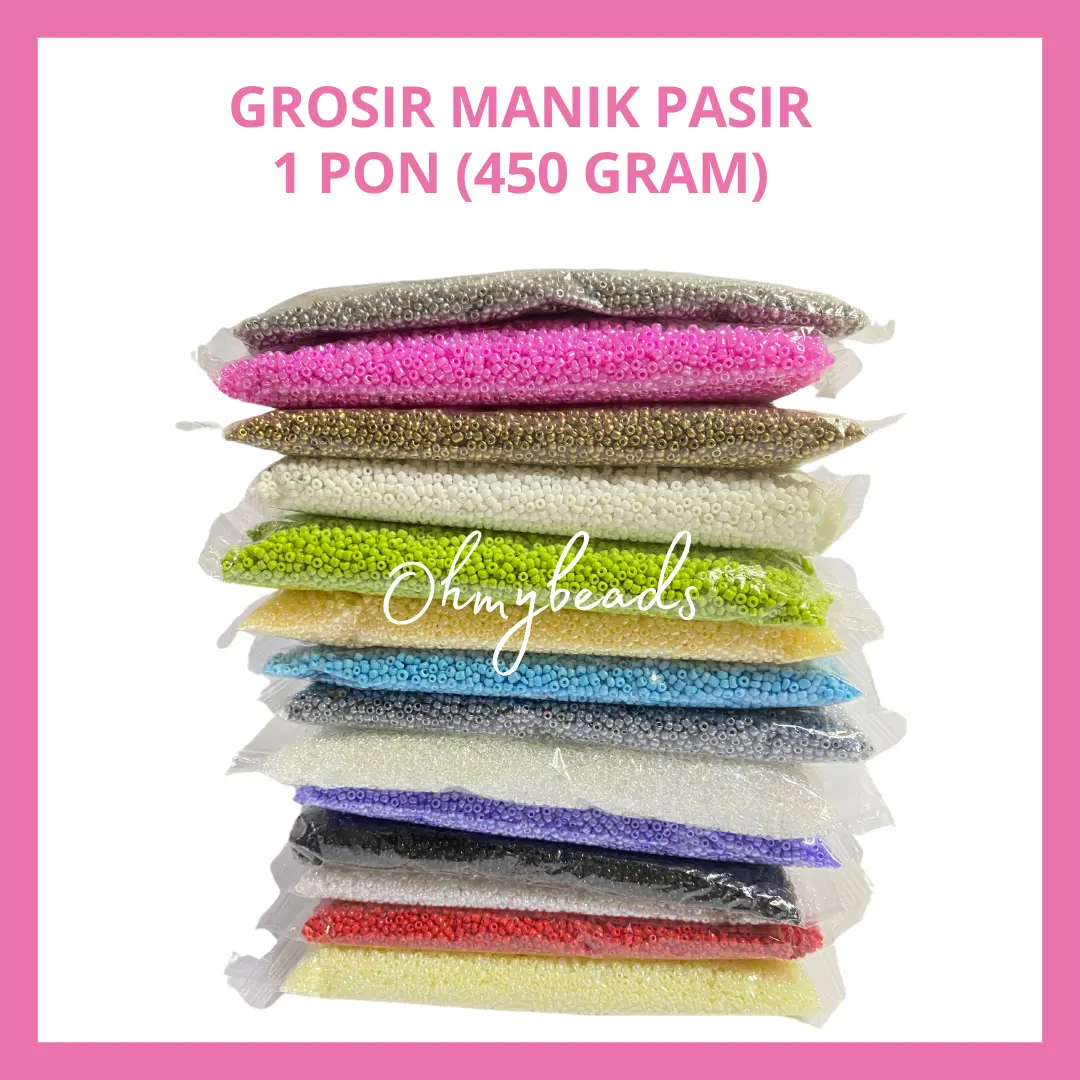 Manik Manik Pasir (450 gram) / Payet / Mote Pasir ukuran 8/0 dan 6/0 (3mm dan 4mm) Harga Grosir