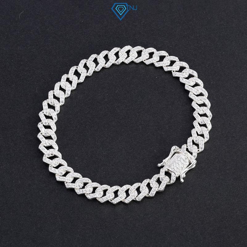 Lắc tay bạc nam cuban bản 6mm đính đá LTA0118 - Trang Sức TNJ 