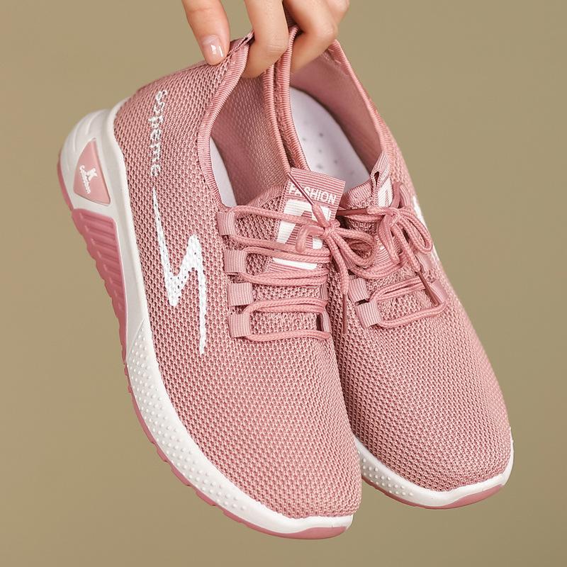 Giày nữ Xuân/Hè 2026 mẫu mới, thoáng khí, đa năng, giày thể thao thường ngày cho nữ, vải Flyknit thời trang, bán sỉ giày nữ