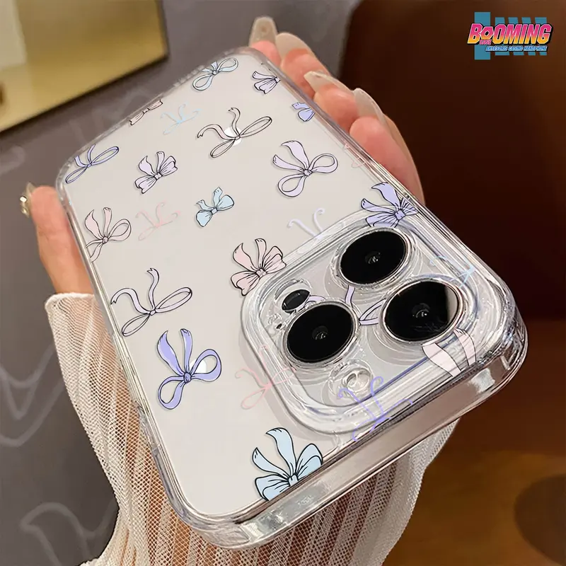 Soft case Bening Transparan Clear Case Protect Kamera Motif Pita TC For Sam Op Vi Inf Ip Real XM Casing Handphone 1