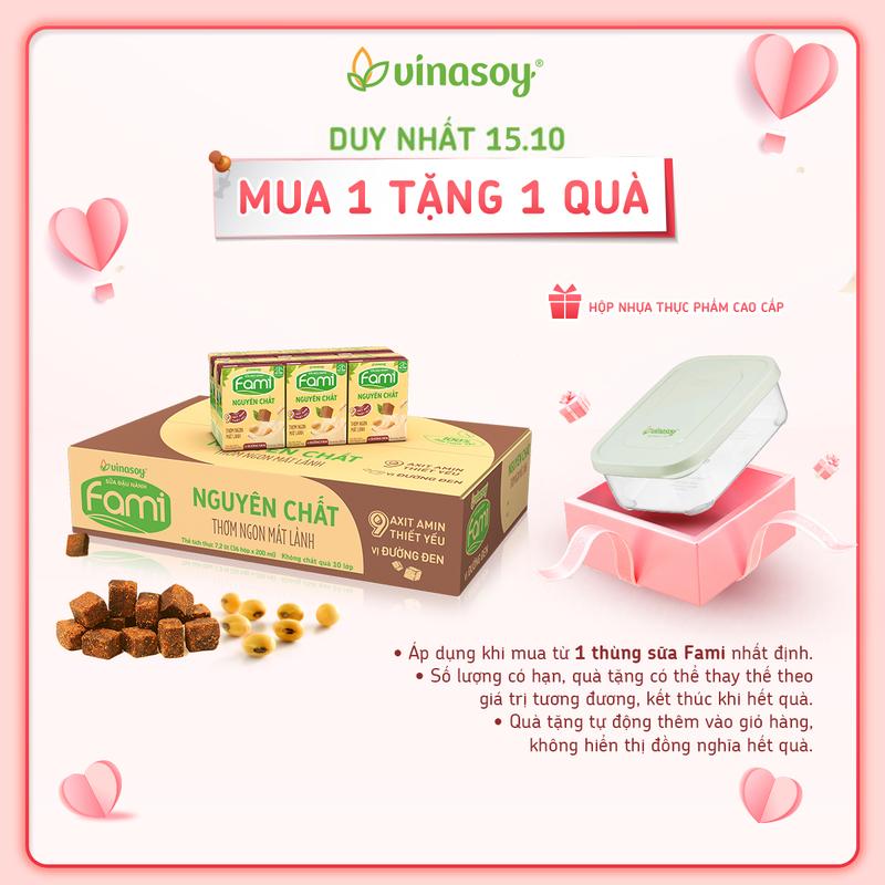 Thùng sữa đậu nành Fami Nguyên Chất vị đường đen (36 hộp x 200ml)