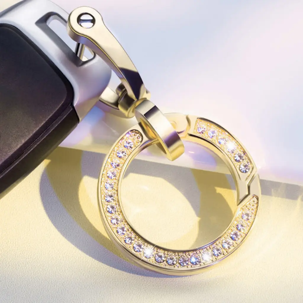 BL- Keychain Unique Key Chain Lightweight Carabiners Hook Snap Clip Portable Stylish Spring Keyring Key Chain Buckle Car Accessory Double-sided Rhinestone