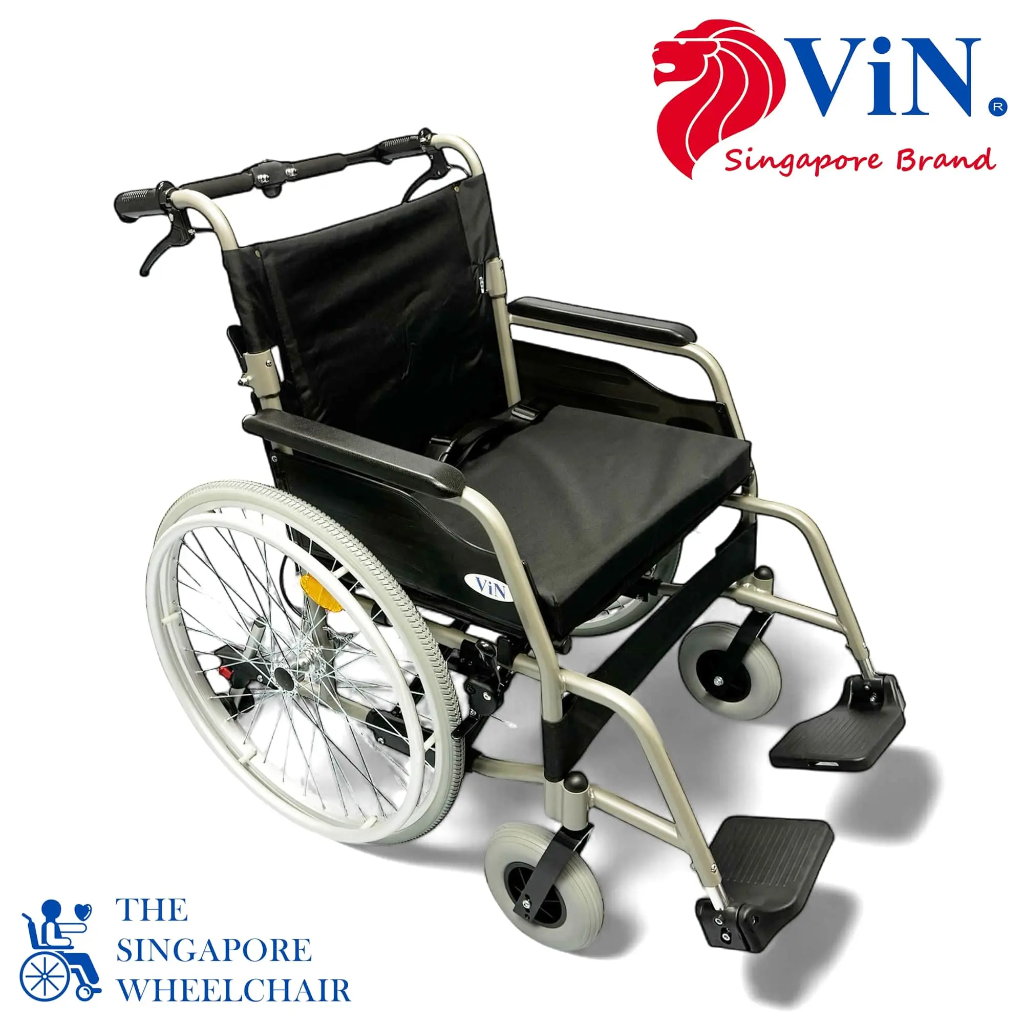 ViN-35AL Heavy-duty Wheelchair Hold 150 kg | Extra Seat Width 55 cm | Foldable Foldable Self Propelled Wheelchair