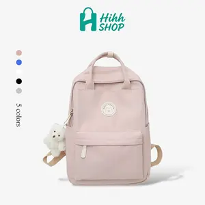 HihhShop Ransel Wanita Gaya Jepang Ins Gadis Tas Tangan Nilon Bernapas Tahan Air Anti Gores Muat Laptop 14 Inch 27x12x37CM Besar Kapasitas Meringankan Beban Solid Warna Lilac Ransel Sekolah Kuliah untuk Siswa Mahasiswa Praktis Murah dengan