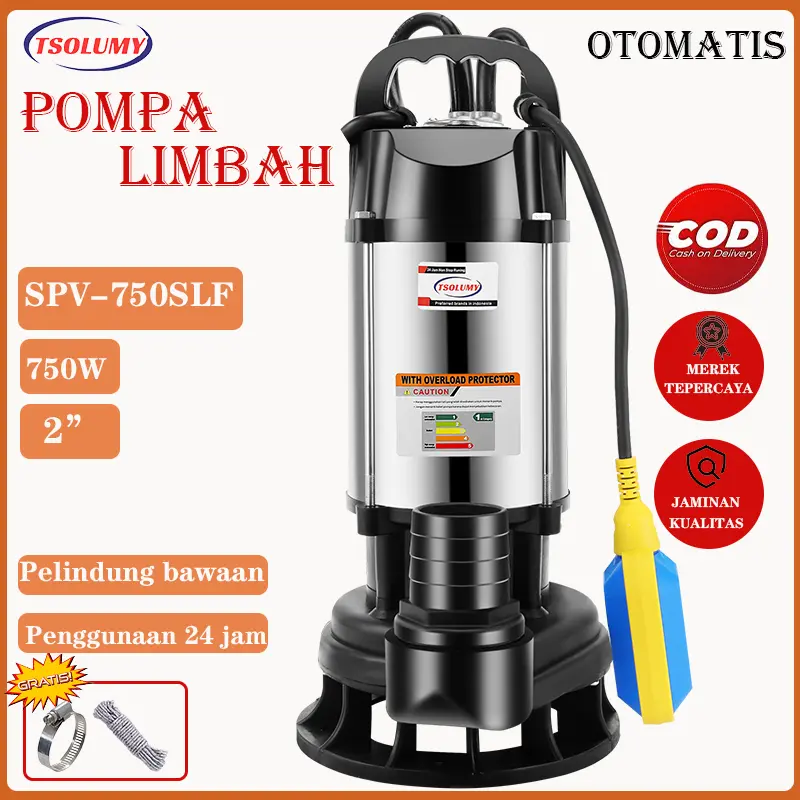 Pompa Celup Air Kotor 750W sewage pump 2inch Mesin Pompa Air Murah pompa submersible limbah TSOLUMY 0