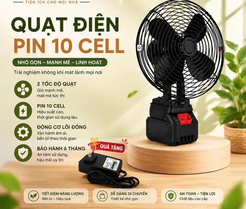( DEAL HOT) QUẠT SẮT KHÔNG XOAY + PIN 10CELL+ SẠC,quạt lồng sắt ,cánh sắt không xoay pin 10cell,dùng liên tục 2-4h.có 2 cấp độ gió,quạt siêu mát phù hợp với mọi gia đình