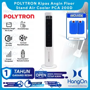 POLYTRON PCA 200D Kipas Angin Floor Stand Air Cooler Fan Ice Cool Water Flow Humidification 3 Liter Big Water Tank 3L With Digital Touch Screen Panel Remote Control Hemat Energi 60 Watt Aircooler PCA200D