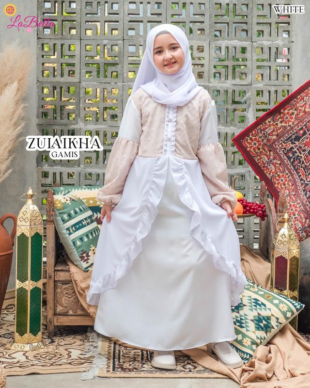 Baju Gamis Anak Tsabita gamis anak usia 4 5 6 8  10 thn  muslim pesta Bruklat kombinasi tutu  mewah Putih Dress Lebaran Remaja Wanita Syari Maxi Maxi Syari Kondangan Dewasa Kulot 8
