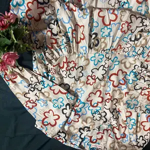 gamis Aira bunga krem dewasa muslim Wanita Maxi