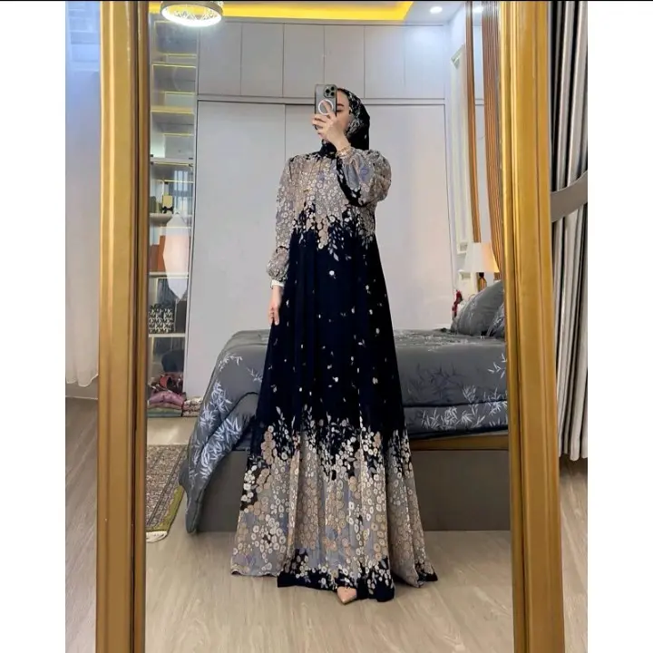 Gamis set hijab arsyila gamis wanita dress mewah busui friendly gamis elegan setelan hijab gamis wanita Panjang rayon Diamond gamis Motif Muslim Rayon Nyaman 1
