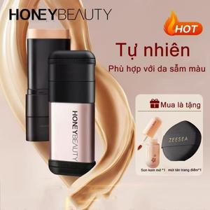 Kem Nền Dạng Thỏi, HONEY BEAUTY, 2 Trong 1 Bao Gồm Kem Nền Và Cọ, Lâu Trôi Trong 8 Giờ, Lì Và Không Thấm Nước, 12,5g, [Thanh Toán Khi Nhận Hàng]