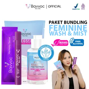 BAVVOC 2in1 Pure Essence Feminine Hygiene Wash Sabun Pembersih Kewanitaan Ekstrak Propolis Manjakani + Niacinamide & Spray Wanita Wangi Bubble Gum