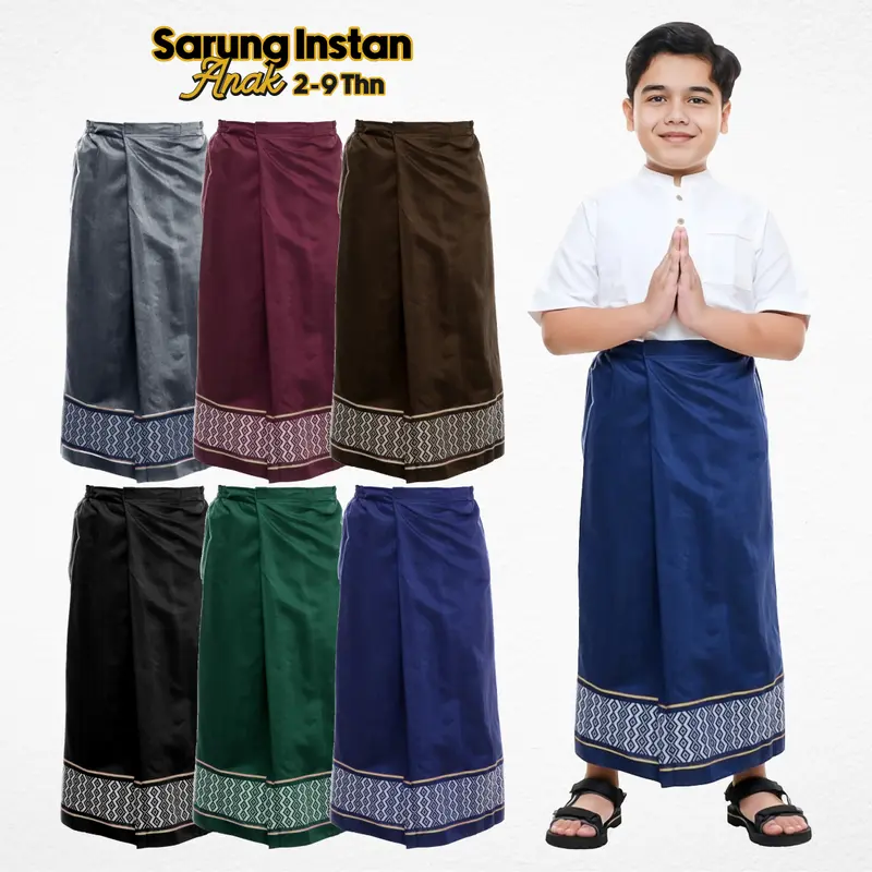 Sarung instan anak motif tenun songket umur 2 - 9 tahun 1