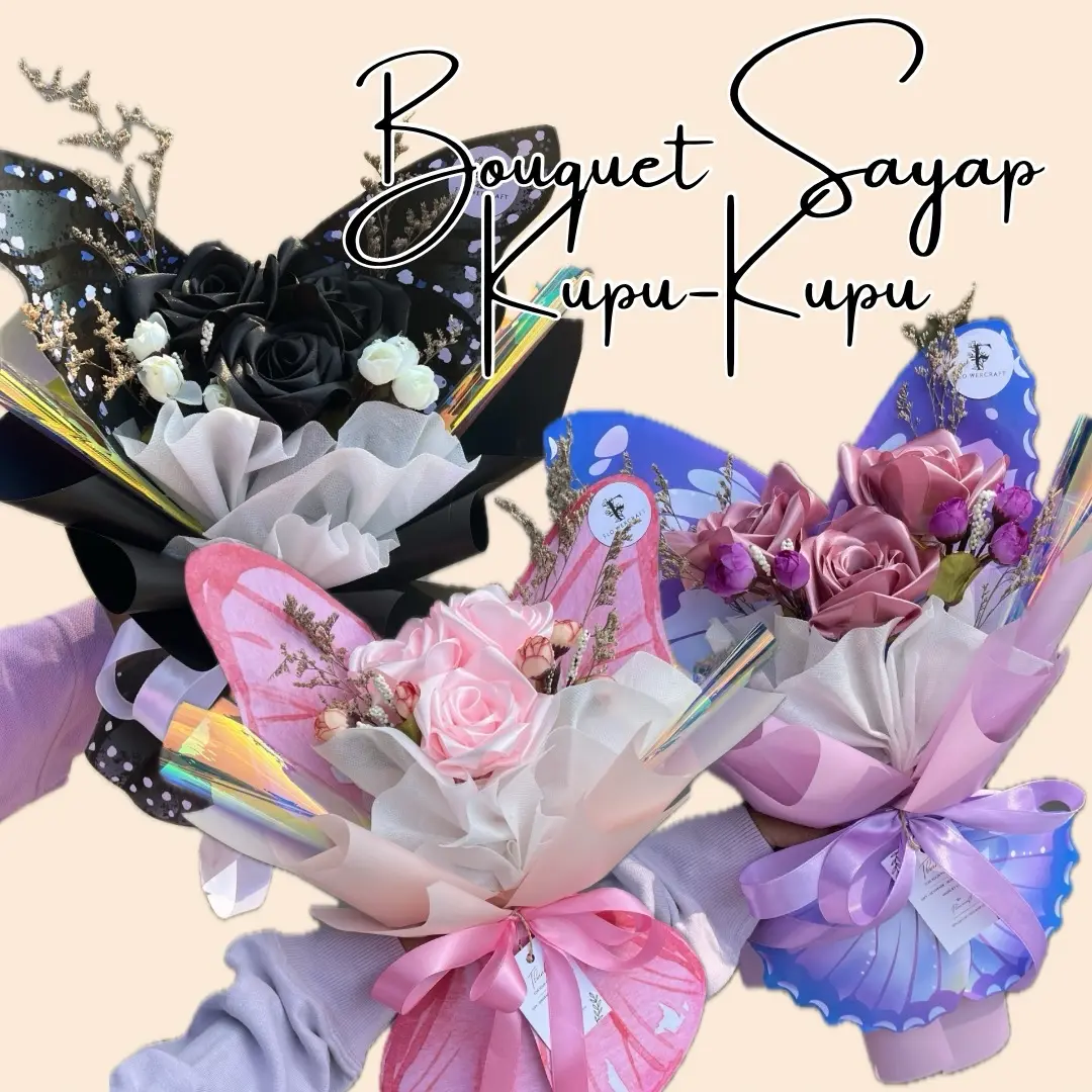 Buket Sayap Kupu Kupu / Bouquet Sayap Kupu Kupu / Buket Kupu Kupu / Hadiah Ulang Tahun / Hadiah Wisuda Murah