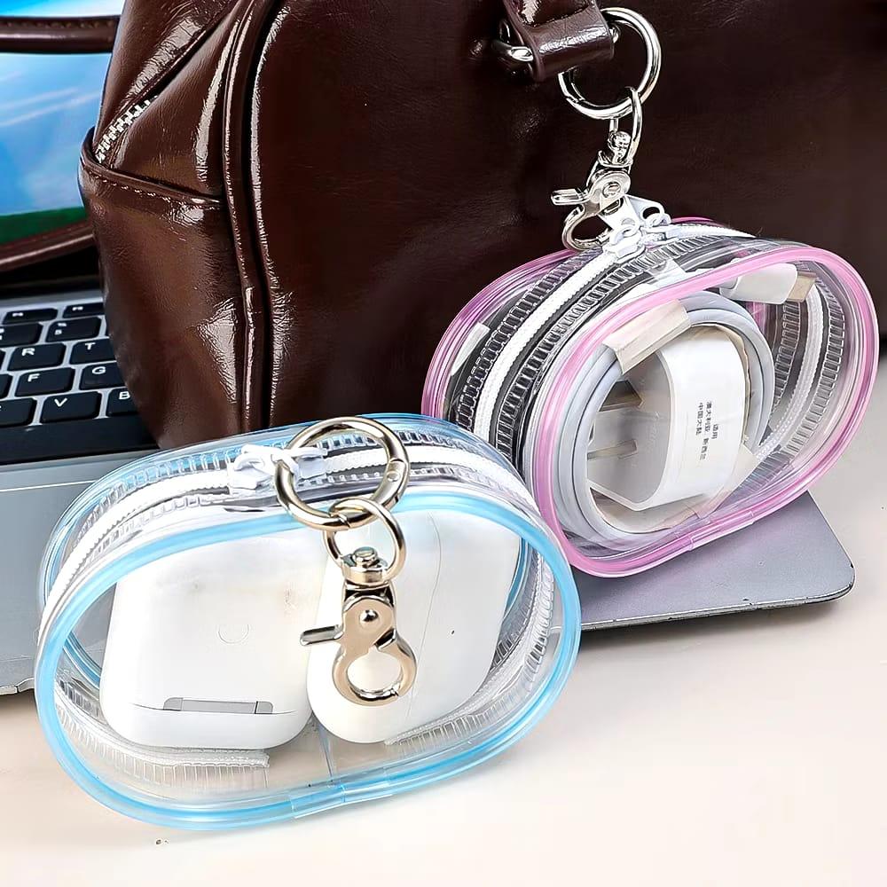 Cartmax - Dompet Mini Penyimpanan Kabel Charger Headset Pouch Travel Transparan Portable Mini Bag Cartmax - Dompet Mini Penyimpanan Kabel Charger Headset Pouch Travel Transparan Portable Mini Bag