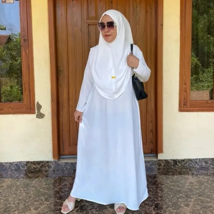 GAMIS ABAYA+ HIJAB JUMBO CRINGKEL AIRFLOW Polos/gamis muslim , 4