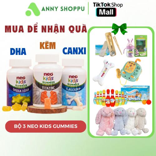 Neo Kids Gummies bổ sung Canxi, DHA, kẽm cho bé - Kẹo Canxi, Kẹo Kẽm, Kẹo DHA (Hộp 60 viên + Tích điểm)